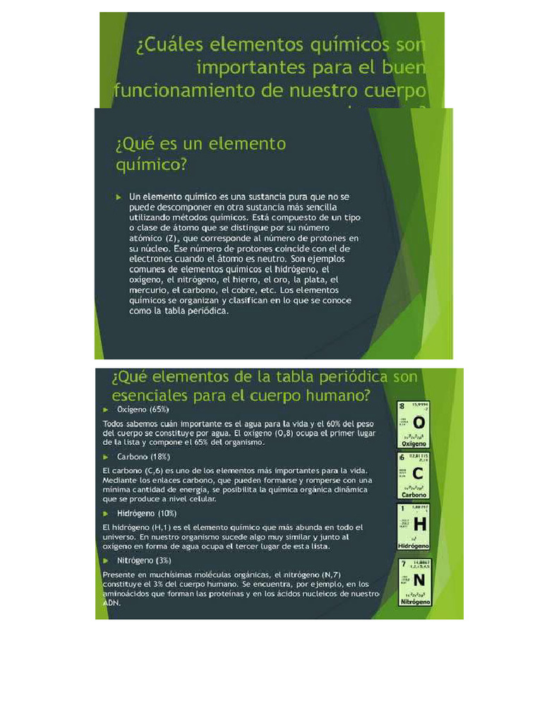 Elementos Quimicos en El Cuerpo | PDF
