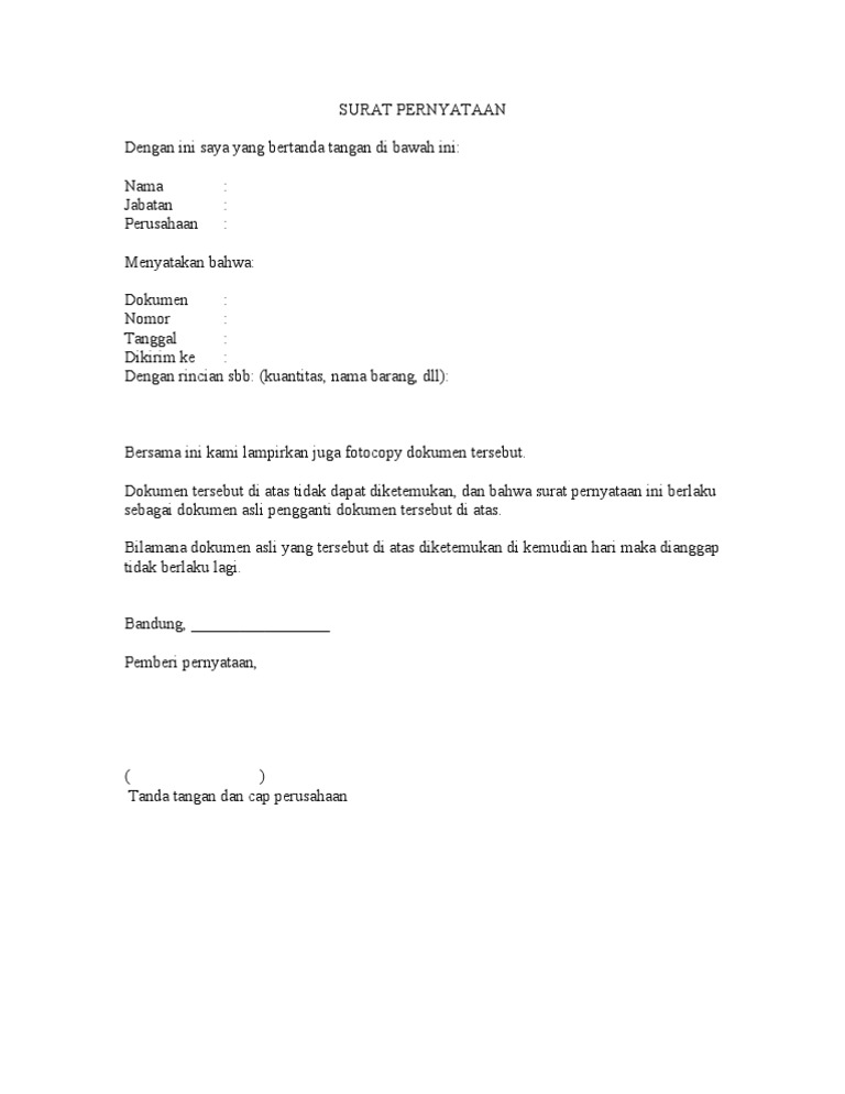 Contoh Surat Permohonan Surat Permohonan Kehilangan Dokumen