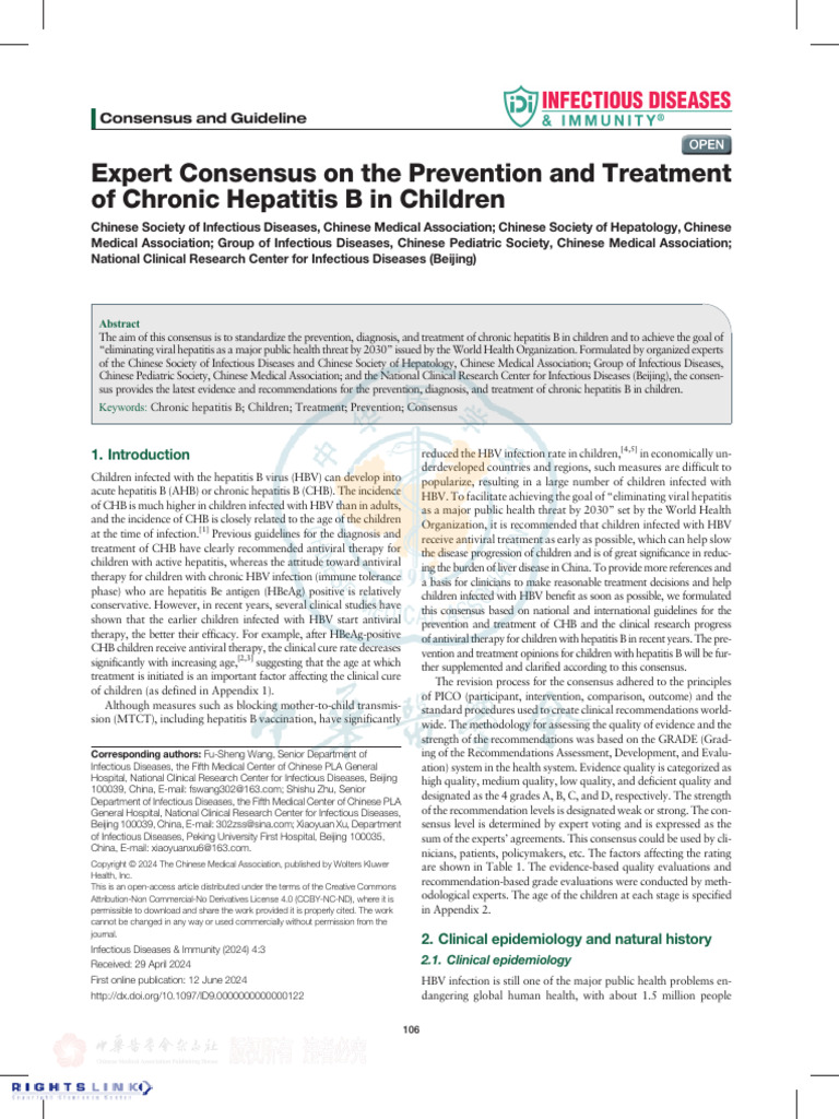 Chronic Hepatitis B Treatment in Children | PDF | Hepatitis B | Hepatitis