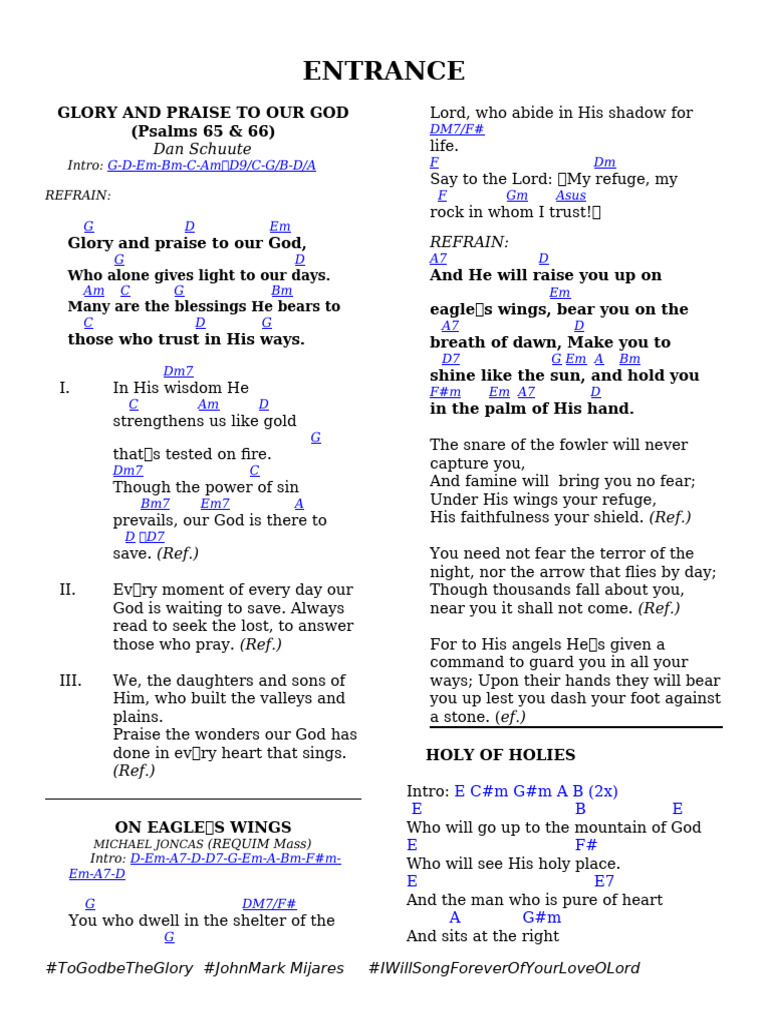 Worship Songs for Reflection and Praise | PDF | Glory (Religion ...