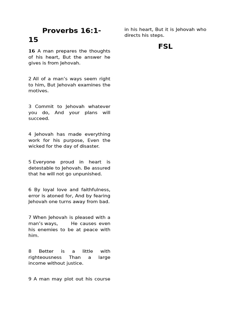 Proverbs 16 1-15 | PDF