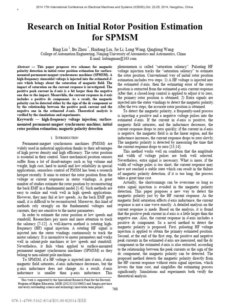 1.1 Research On Initial Rotor Position Estimation For SPMSM | PDF ...