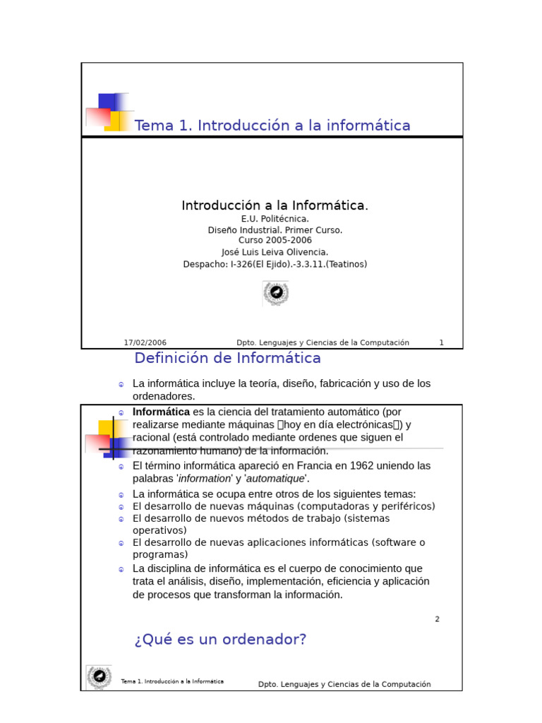 Tema 1 Introduccion A La Informatica | PDF | Microprocesador | Programa ...
