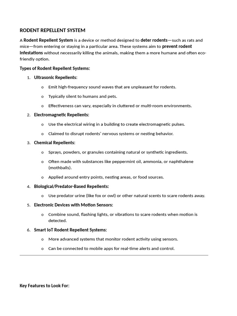 Rodent Repellent System Overview | PDF