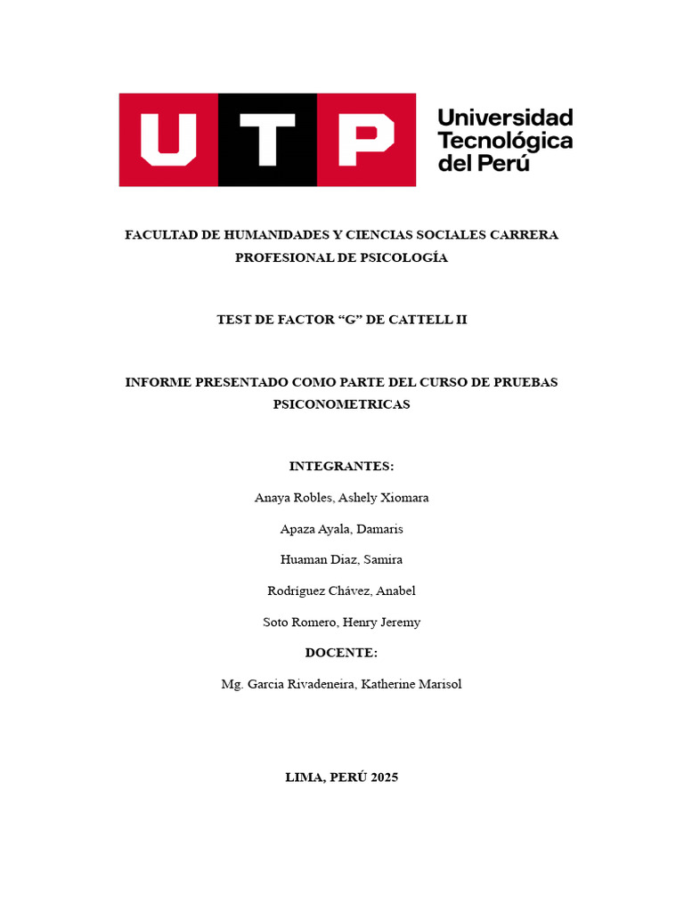 Test de Factor "G" de Cattell Ii | PDF | Cociente de inteligencia ...