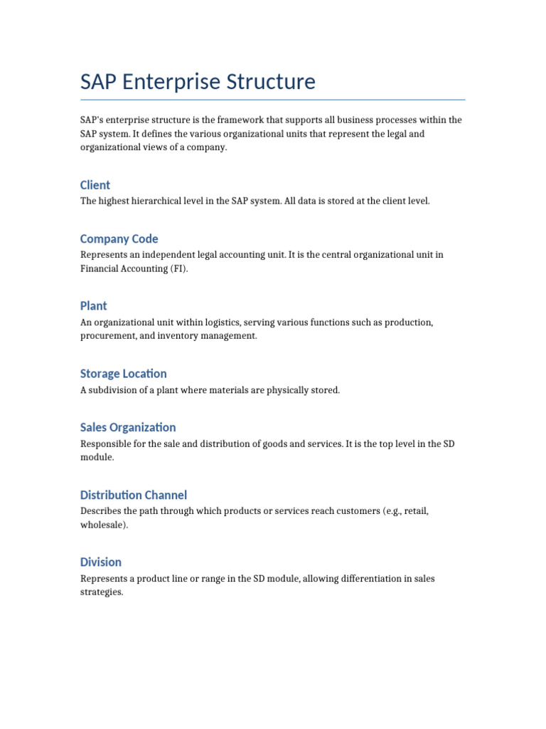 SAP Enterprise Structure Overview | PDF