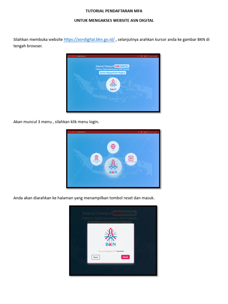 Panduan Login MFA ASN Digital | PDF