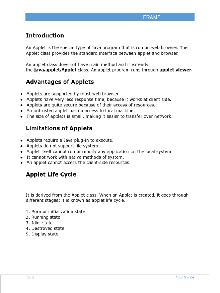Java Applet Life Cycle and Event Handling | PDF | Window (Computing ...