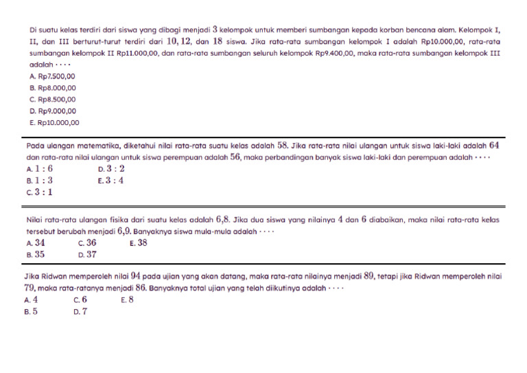 Latihan Soal Rata-Rata VII | PDF