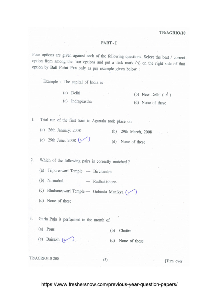 TPSC AO Agriculture Model Paper | PDF