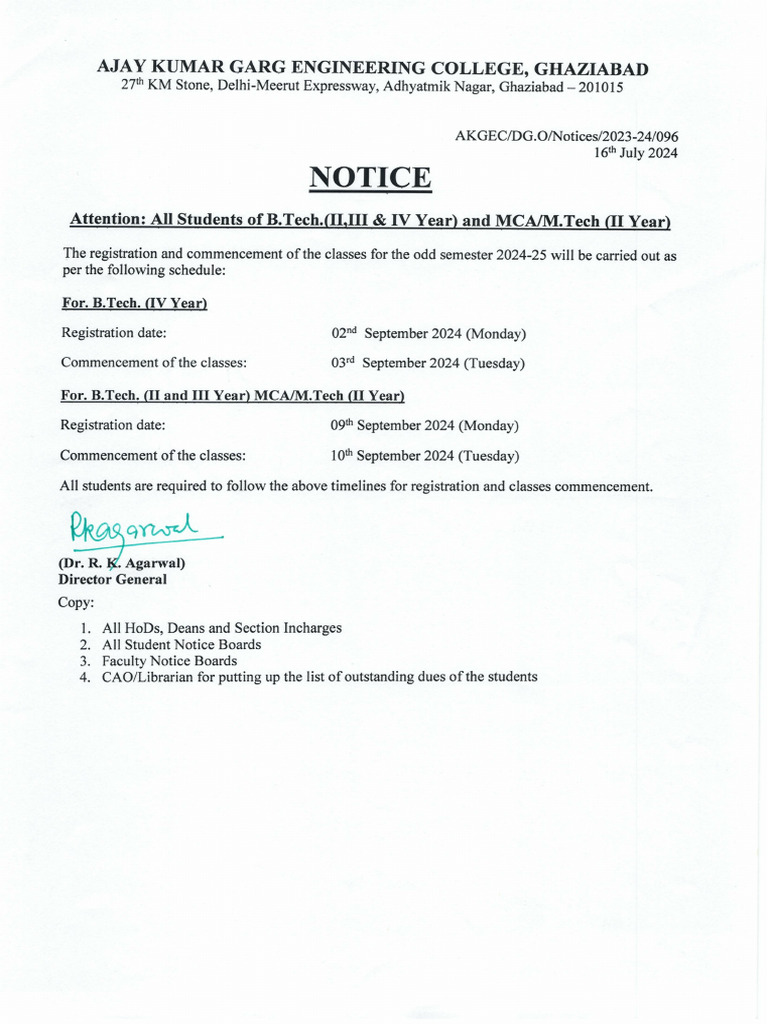 Notice For Registration 2024 25 | PDF