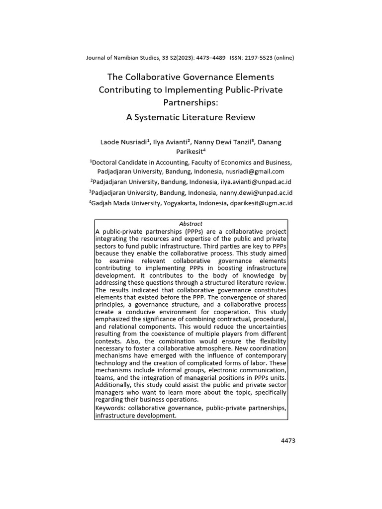 Collaborative Governance in PPPs Review | PDF | Governance | Public ...