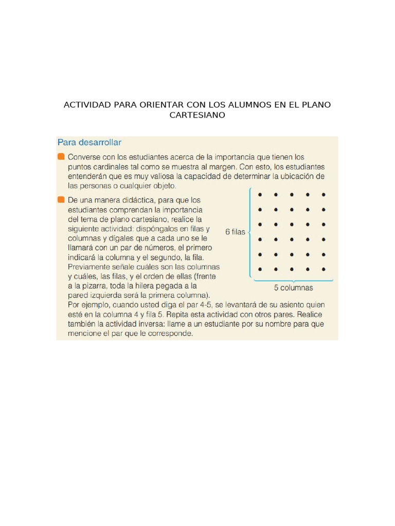 Actividad para Orientar Con Los Alumnos en El Plano Cartesiano | PDF