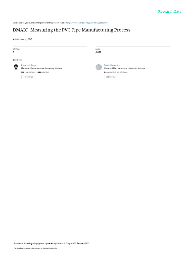 DMAIC - Measuring The PVC Pipe Manufacturing Process | PDF | Six Sigma ...