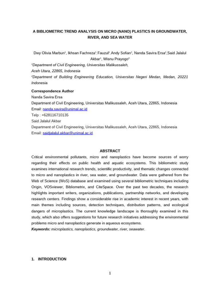 Bibliometric Analysis of Microplastics Research | PDF | Groundwater | Water