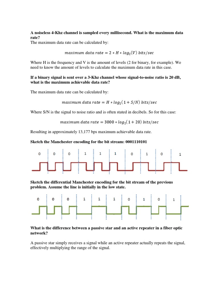 Data Rate and Encoding Calculations | PDF