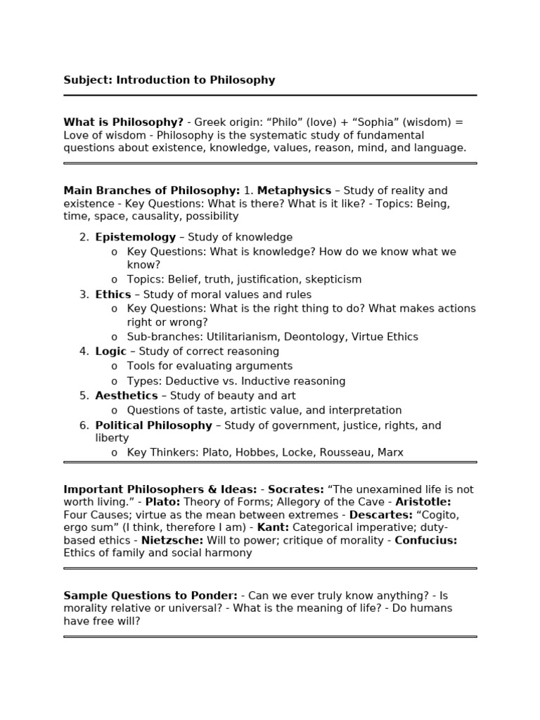 Introduction to Philosophy Basics | PDF