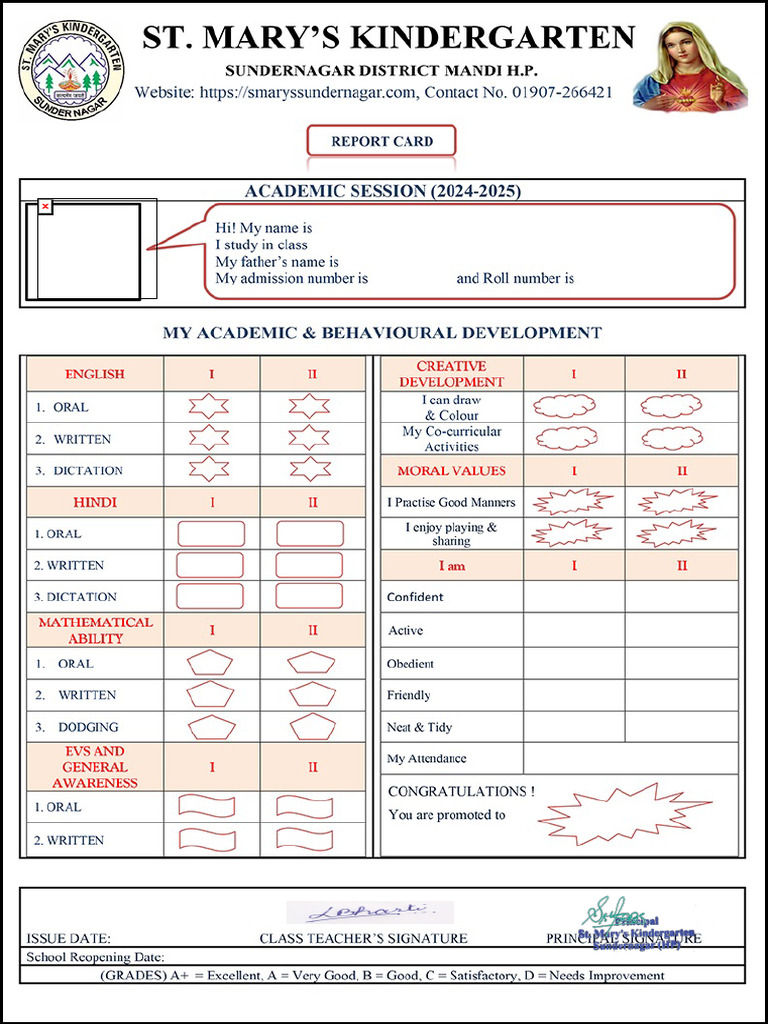 LKG-U.K.G Student Performance Report | PDF