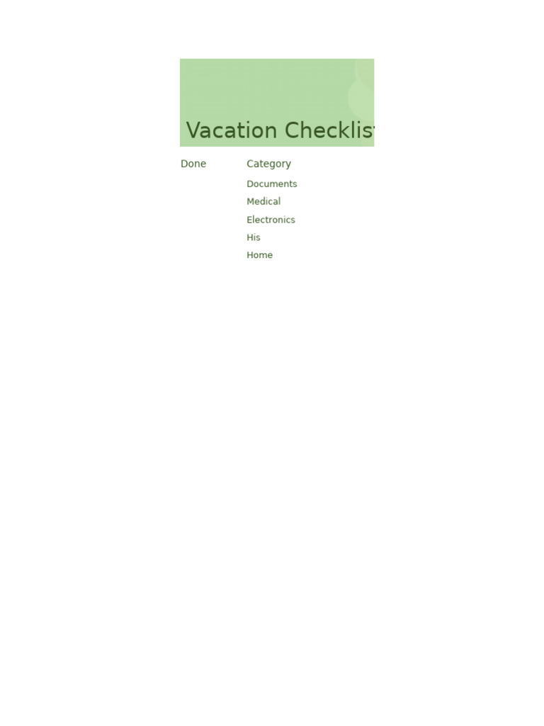 Essential Vacation Packing Checklist | PDF