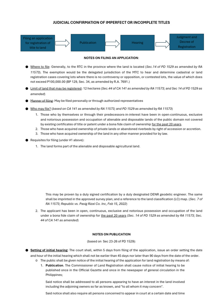 Judicial Confirmation of Land Titles | PDF | Judgment (Law) | Justice