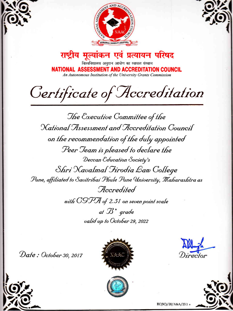NAAC Certificate For Accreditation | PDF