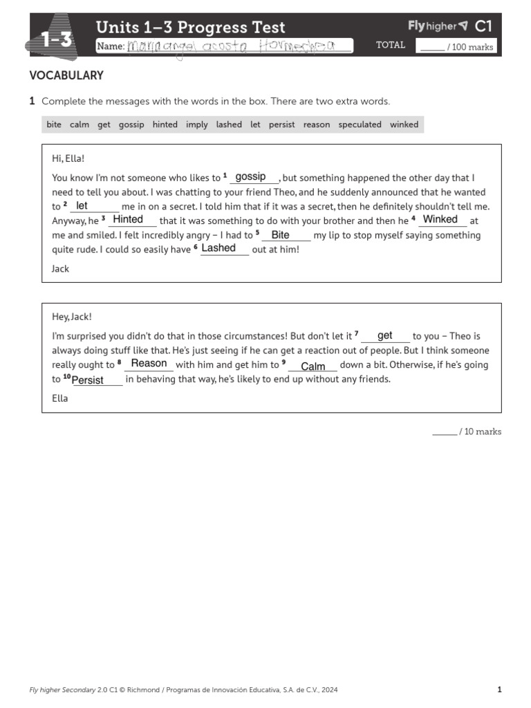 C1 Units 1-3 Progress Test | PDF | Writing | Happiness