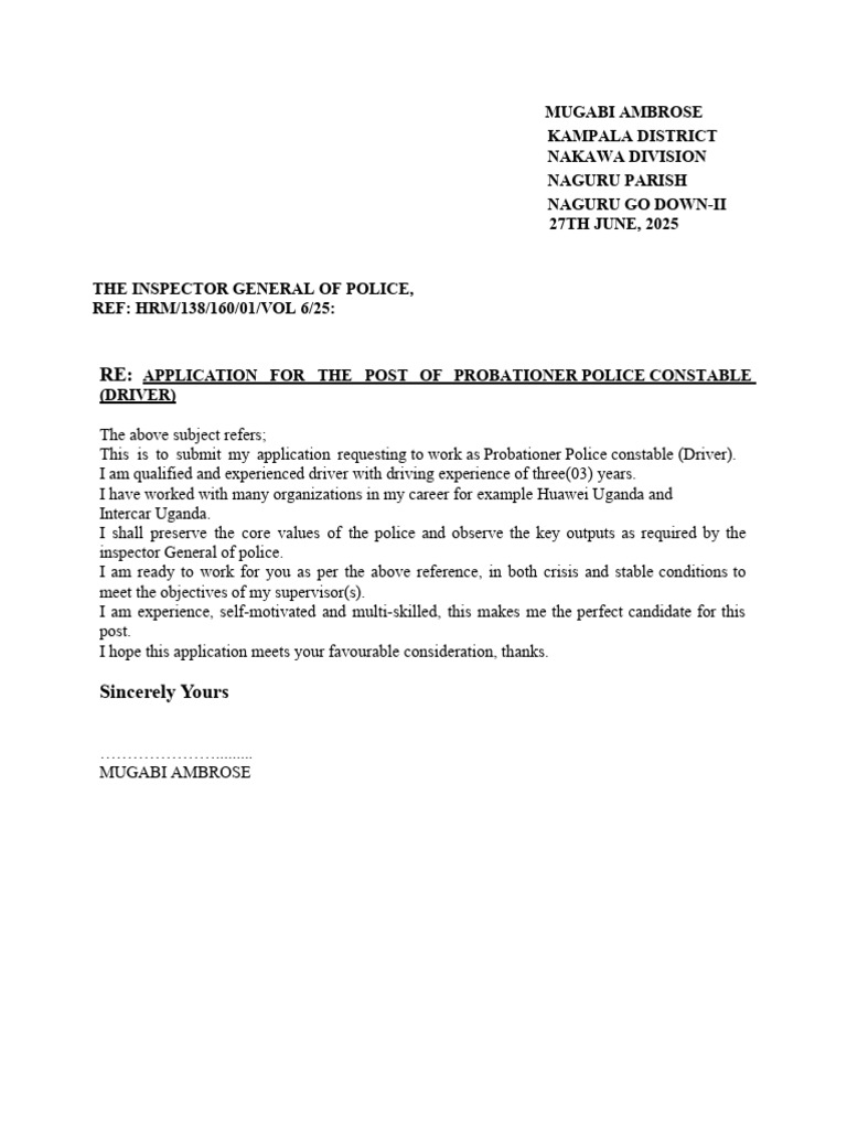 Application for Police Constable Position | PDF