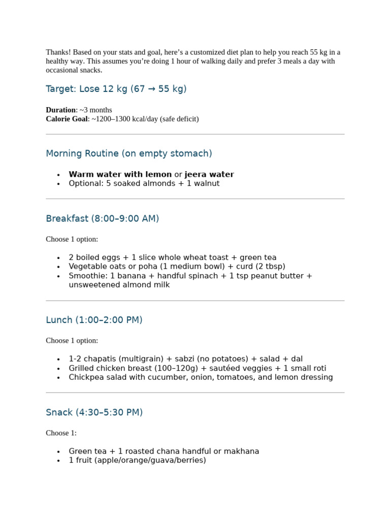 Diet Chart 67 | PDF
