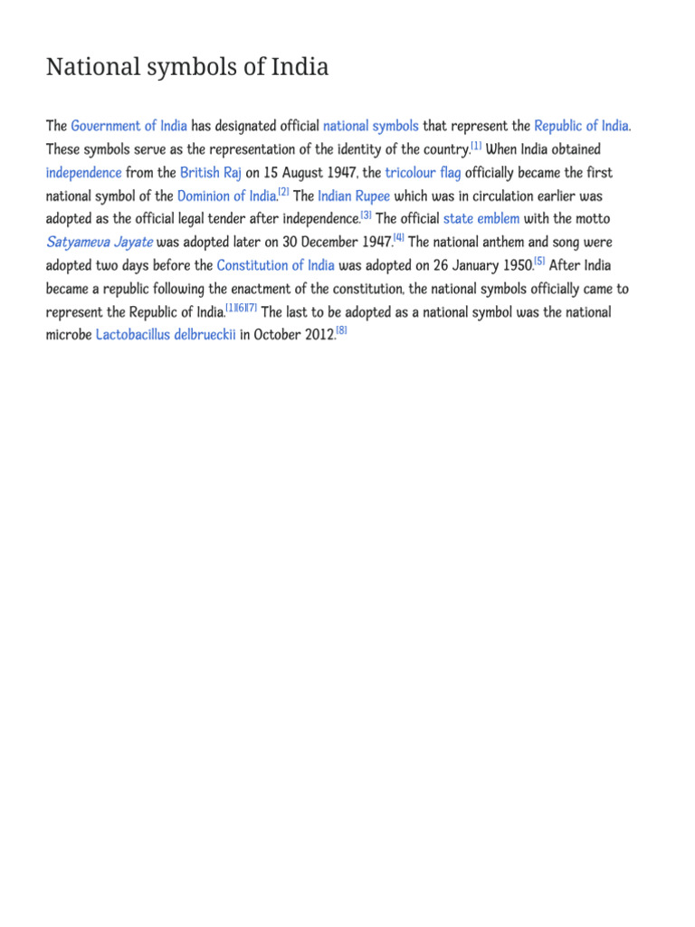 National Symbols of India - Wikipedia | PDF