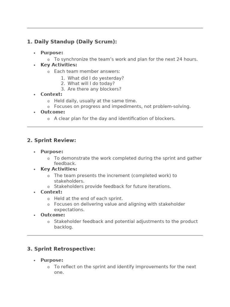 Scrum Ceremonies Overview | PDF | Scrum (Software Development ...