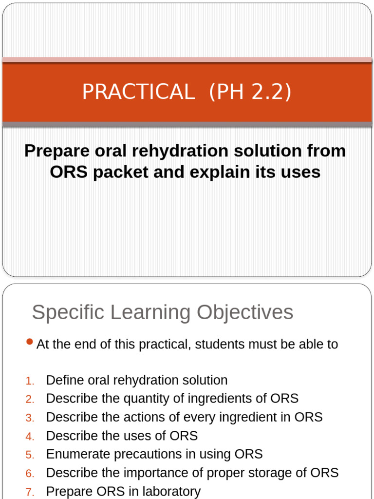 Preparing and Using Oral Rehydration Solution | PDF | Clinical Medicine ...
