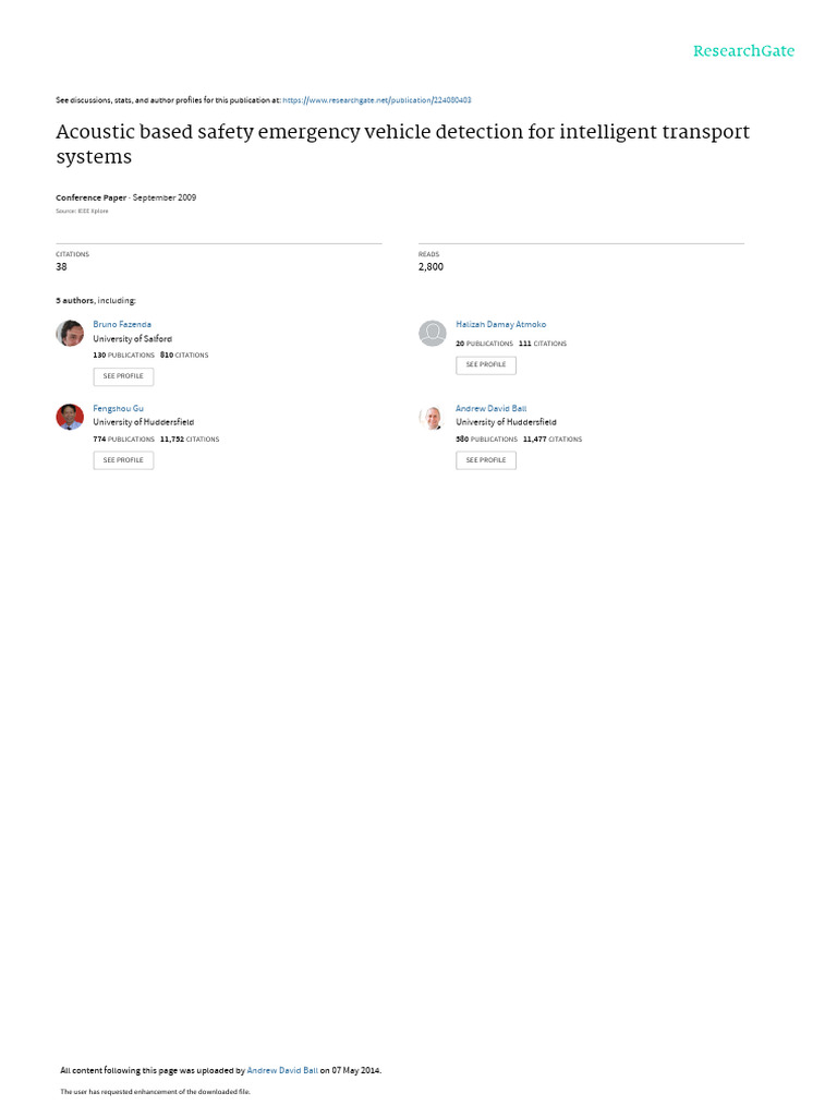 Acoustic Based Safety Emergency Vehicle Detection | PDF | Microphone ...