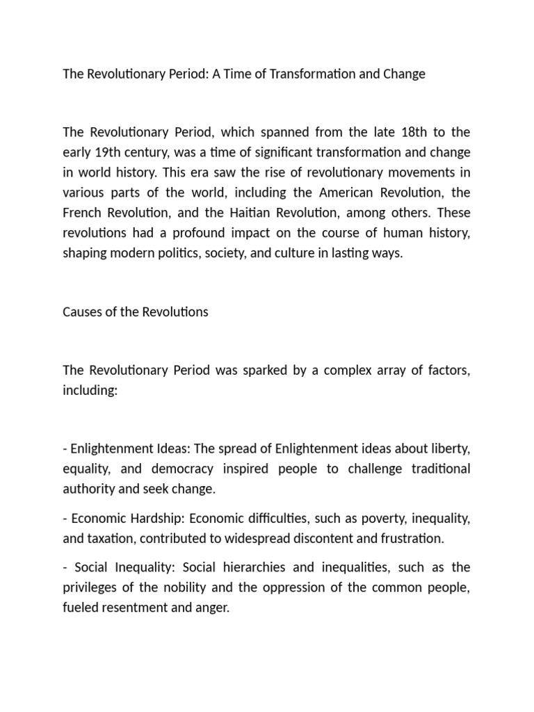 Transformative Revolutions of the 18th Century | PDF | French ...