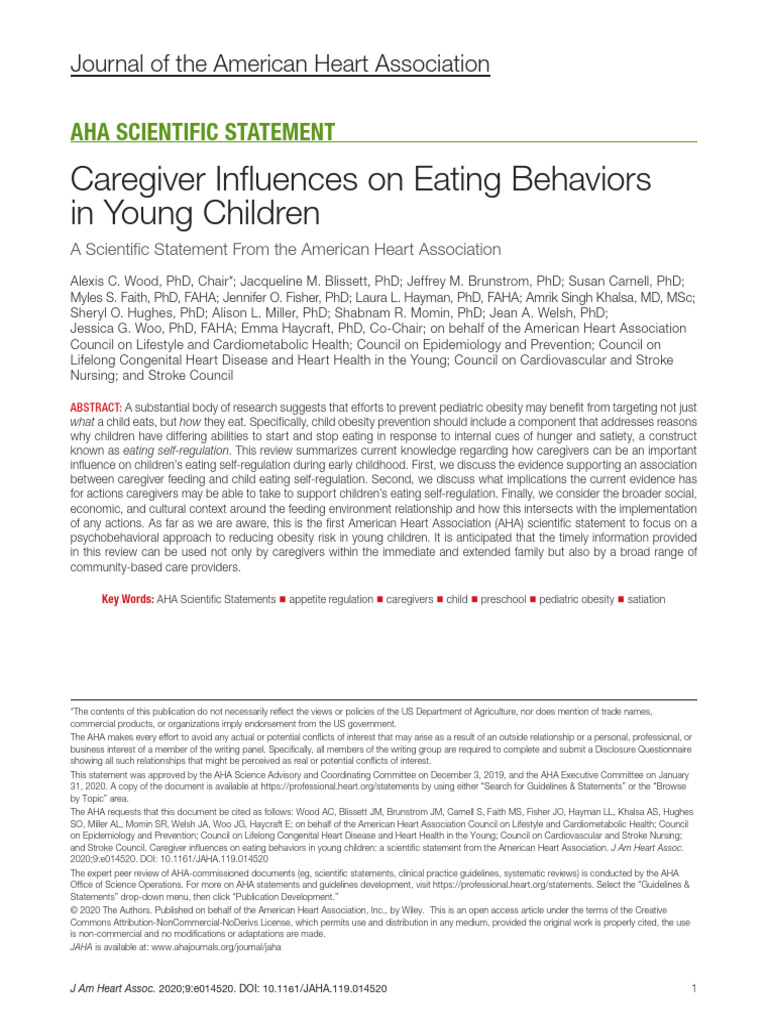 Caregiver Influences On Eating Behaviors in Young Children | PDF ...