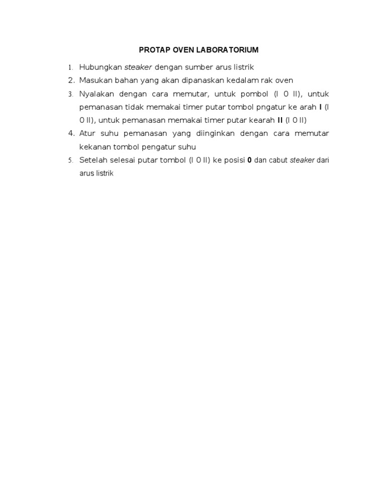 Sop Oven Laboratorium