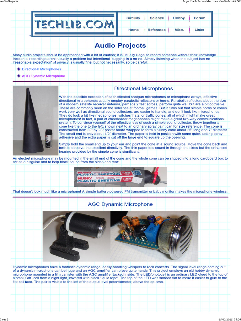 Audio Project Ideas and Techniques | PDF | Microphone ...