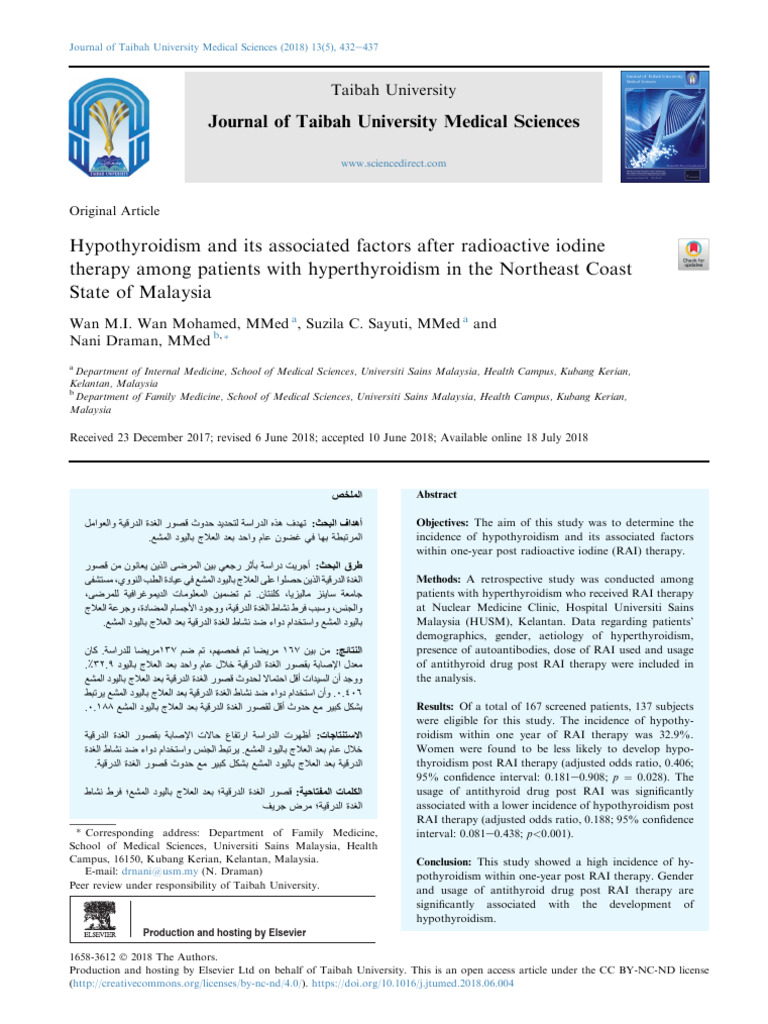 Hypothyroidism Post-Radioactive Iodine Therapy | PDF | Hyperthyroidism ...