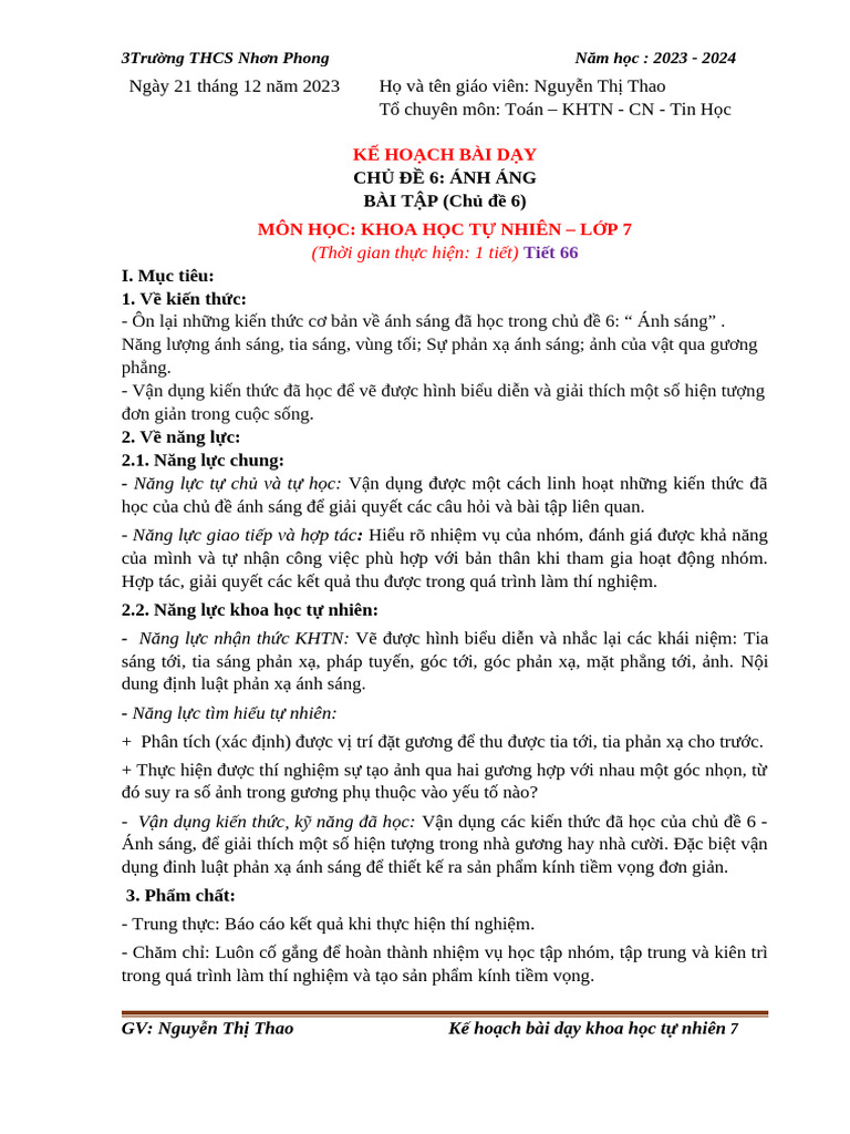 Bài tập chủ dề 6 | PDF