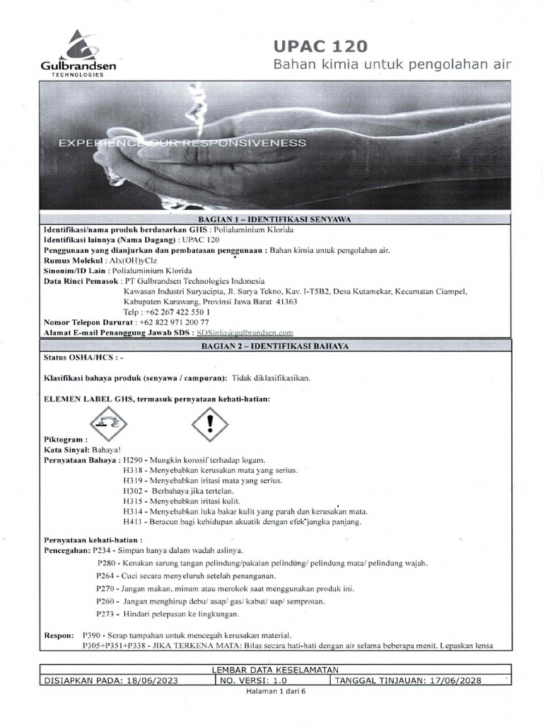 MSDS PAC 8 - (Gulbrandsen) | PDF