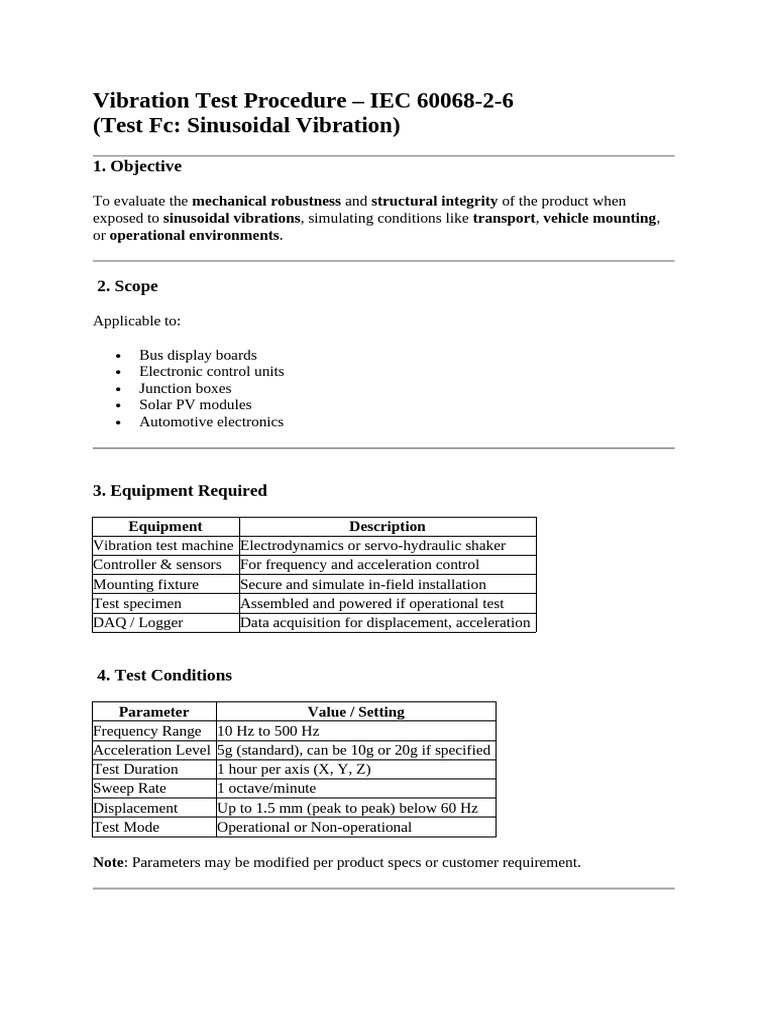 IEC 60068-2-6 Vibration Test Procedure | PDF | Frequency