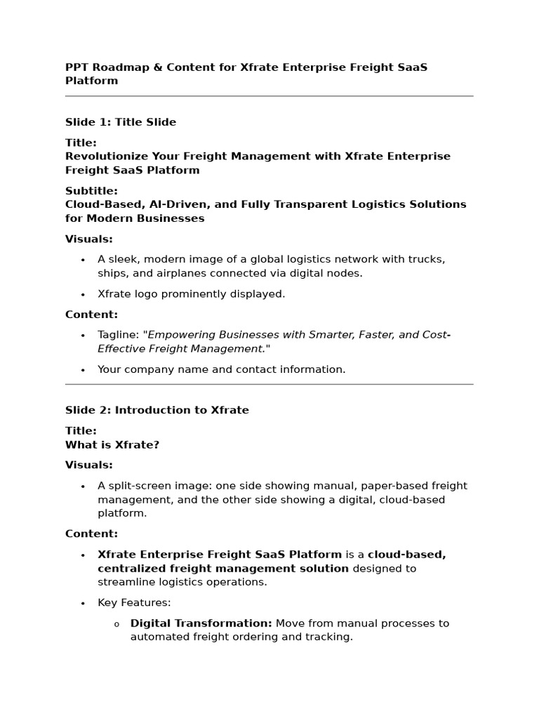 Transforming Freight Management with Xfrate | PDF | Cargo | Logistics