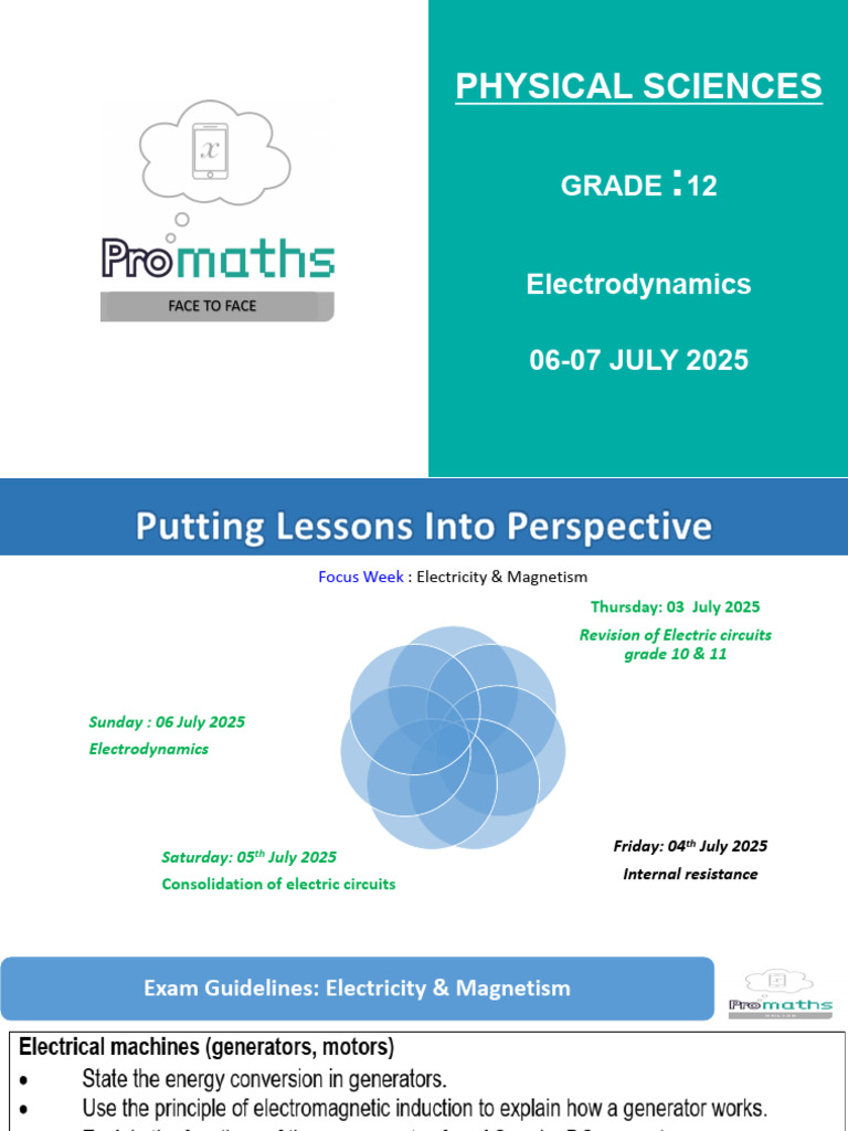 Lesson 34 Electrodynamics 06 - 07 July 2025 | PDF | Electric Motor ...