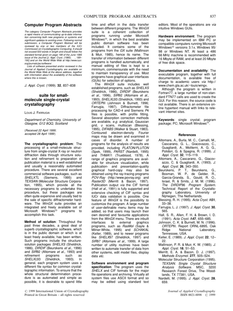 WinGX Suite for Crystallography | PDF | Microsoft Windows | Crystallography