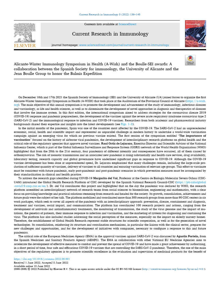 Current Research in Immunology | PDF | Vaccines | Immune System