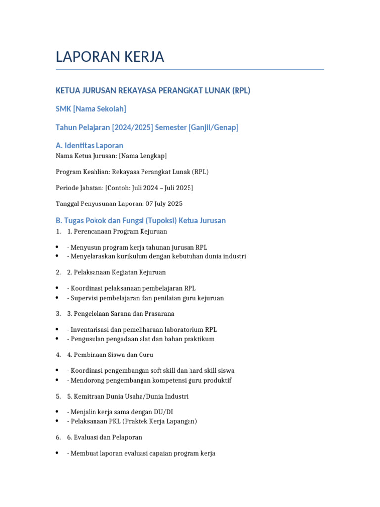 Tugas dan Capaian Jurusan RPL | PDF