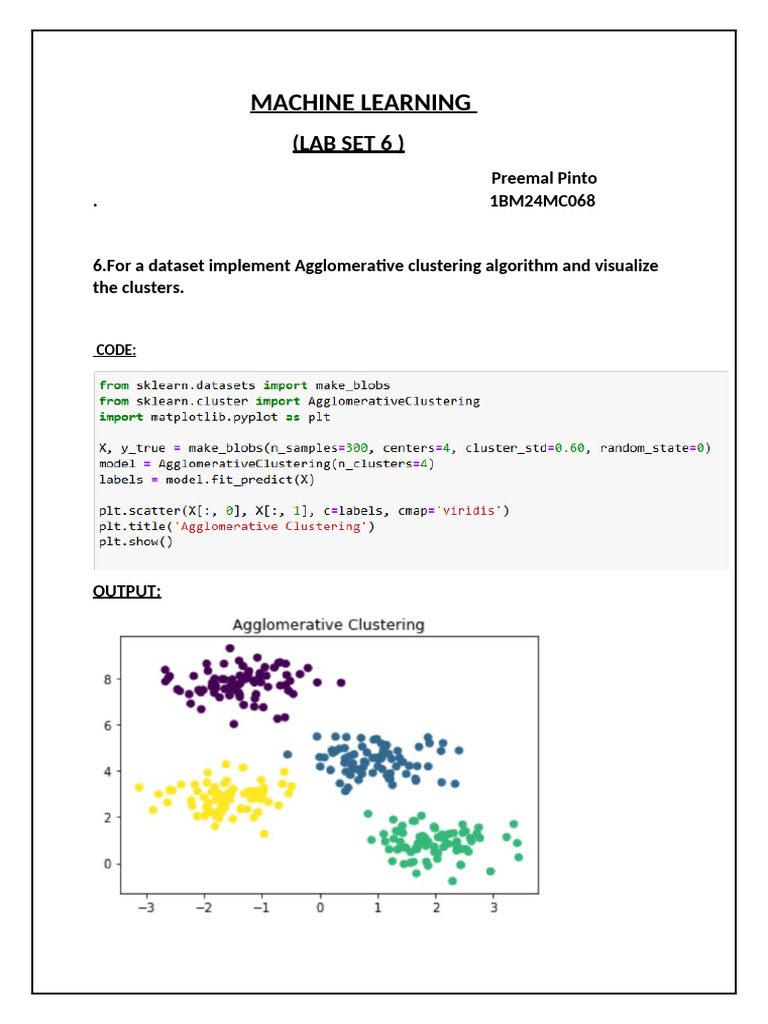 Agglomerative Clustering Implementation | PDF