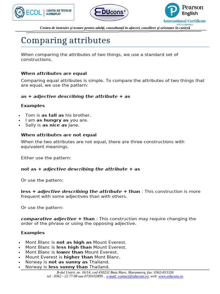 23 - Comparing Attributes | PDF