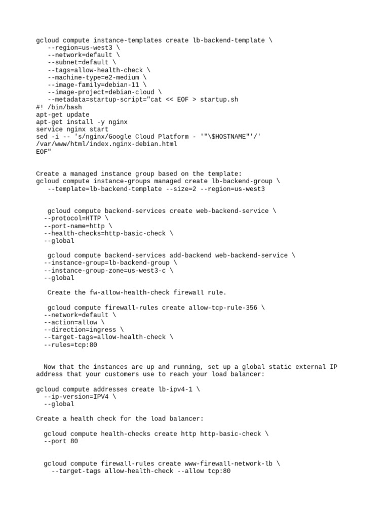 GCP Commands | PDF | Computing | Internet Standards