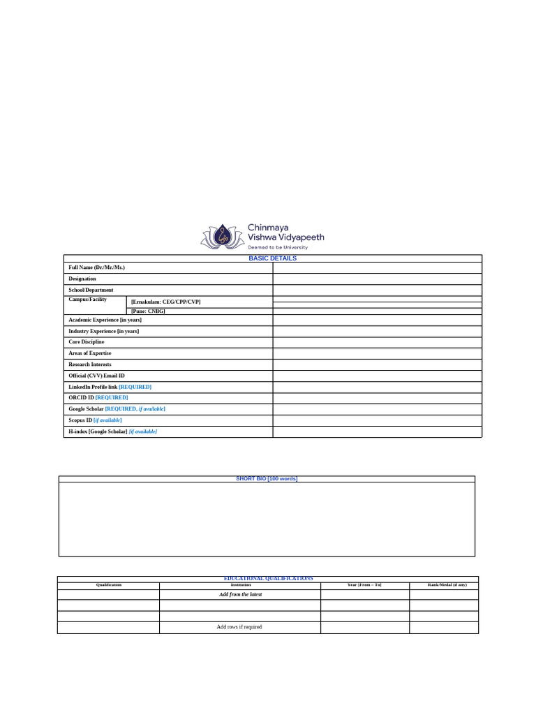 Faculty Profile Format Guide | PDF | Scholarly Communication | Academia