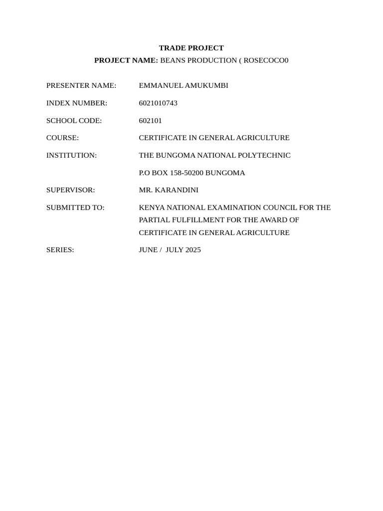 Amukumbi Trade Project | PDF | Legume | Agriculture